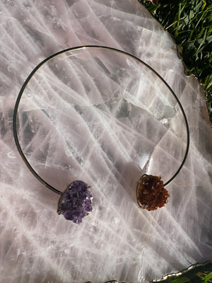 
                  
                    Amethyst Citrine Dual stone Choker - Gold
                  
                