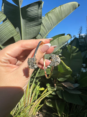 
                  
                    Pyrite Dual Moon Bangle - Gold
                  
                