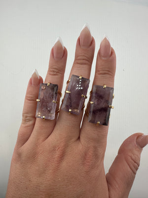 
                  
                    Amethyst Rectangle Arc Ring - Gold
                  
                