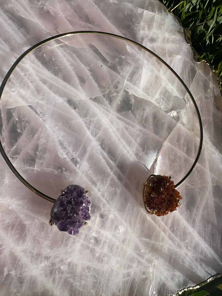 
                  
                    Amethyst Citrine Dual stone Choker - Gold
                  
                