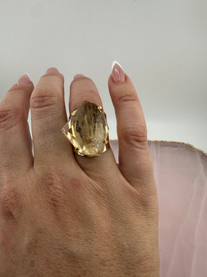 
                  
                    Clear Quartz Faceted Cuff Ring - Gold
                  
                
