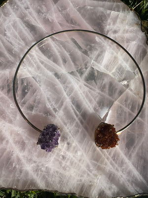 
                  
                    Amethyst Citrine Dual stone Choker - Gold
                  
                