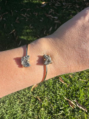 
                  
                    Pyrite Dual Moon Bangle - Gold
                  
                