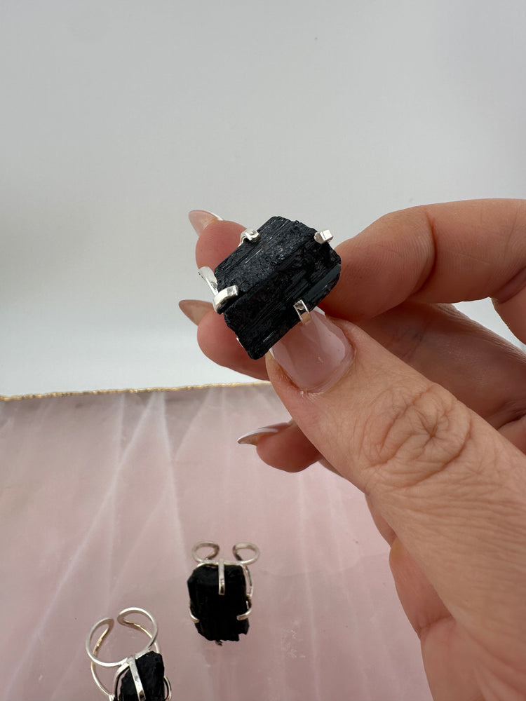 
                  
                    Black Tourmaline Arc Ring - Silver
                  
                