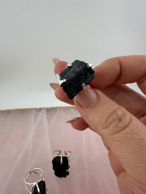 
                  
                    Black Tourmaline Arc Ring - Silver
                  
                