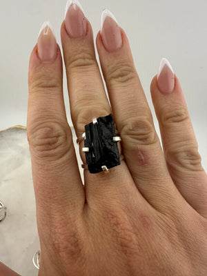 
                  
                    Black Tourmaline Arc Ring - Silver
                  
                