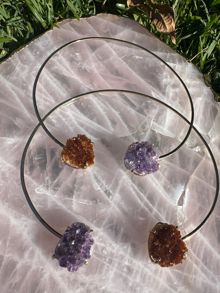
                  
                    Amethyst Citrine Dual stone Choker - Gold
                  
                