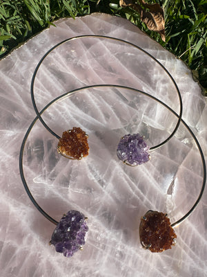 
                  
                    Amethyst Citrine Dual stone Choker - Gold
                  
                