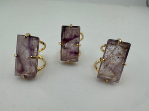 
                  
                    Amethyst Rectangle Arc Ring - Gold
                  
                