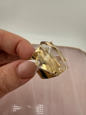 
                  
                    Clear Quartz Faceted Cuff Ring - Gold
                  
                