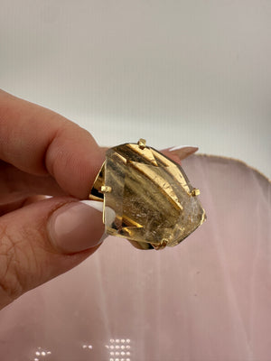
                  
                    Clear Quartz Faceted Cuff Ring - Gold
                  
                