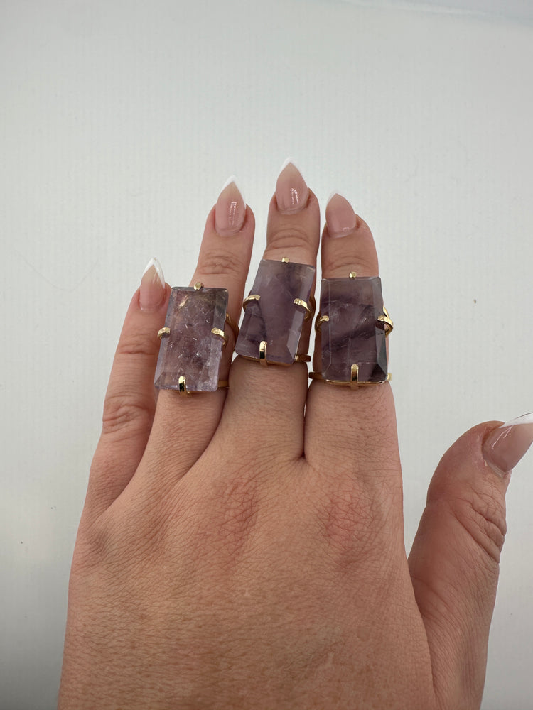 
                  
                    Amethyst Rectangle Arc Ring - Gold
                  
                