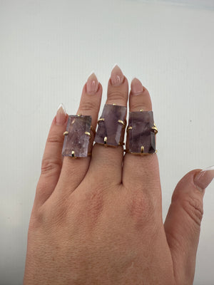 
                  
                    Amethyst Rectangle Arc Ring - Gold
                  
                