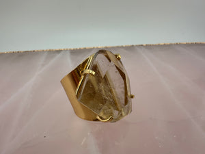 
                  
                    Clear Quartz Faceted Cuff Ring - Gold
                  
                