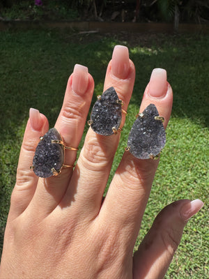 
                  
                    Amethyst Cluster Pear Shaped Wire ring
                  
                