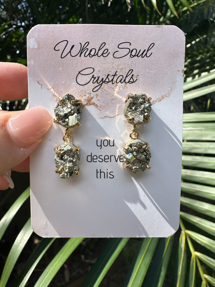 
                  
                    Pyrite double earrings - round shape
                  
                
