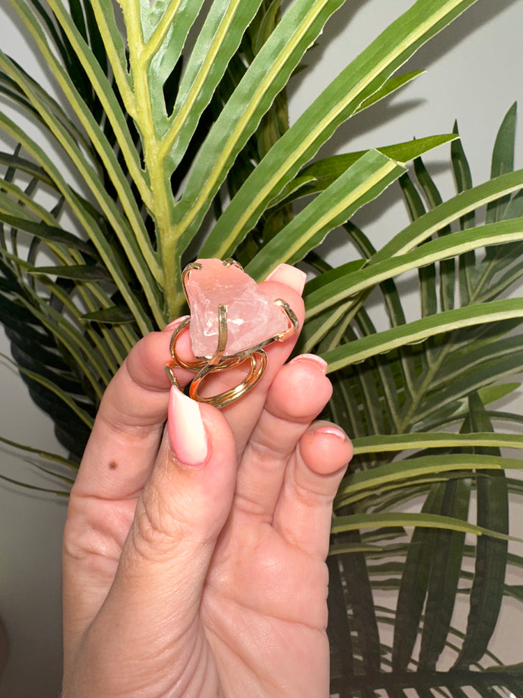 Rose Quartz Gold wire rings