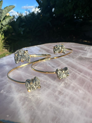 
                  
                    Pyrite Dual Moon Bangle - Gold
                  
                