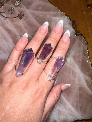 
                  
                    Amethyst Wand Arc Ring - Silver
                  
                