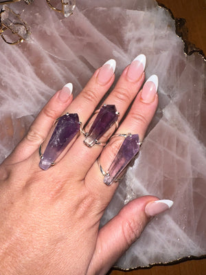 
                  
                    Amethyst Wand Arc Ring - Silver
                  
                