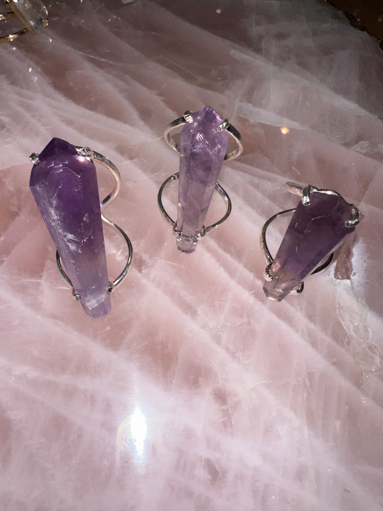 
                  
                    Amethyst Wand Arc Ring - Silver
                  
                