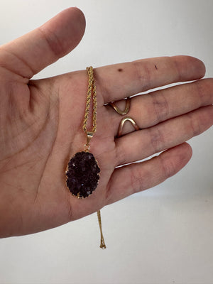 
                  
                    Amethyst Oval Pendant with gold chain
                  
                