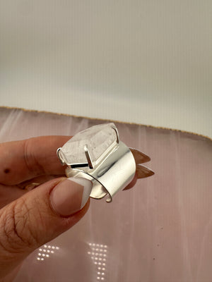 
                  
                    Clear Quartz Faceted Cuff Ring - Silver
                  
                
