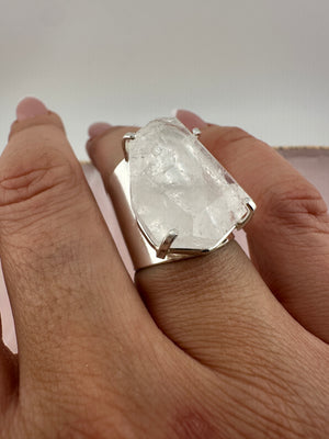 
                  
                    Clear Quartz Faceted Cuff Ring - Silver
                  
                