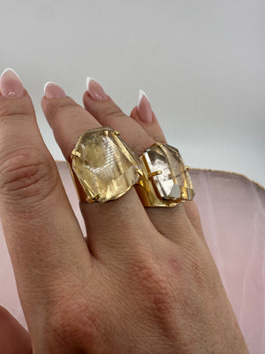 
                  
                    Clear Quartz Faceted Cuff Ring - Gold
                  
                