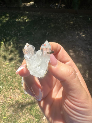 
                  
                    Clear Quartz cluster Arc Ring - Gold
                  
                