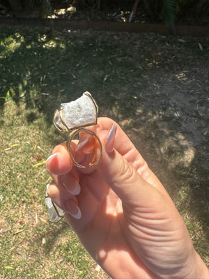 
                  
                    Clear Quartz cluster Arc Ring - Gold
                  
                