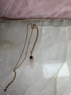 
                  
                    Rose Quartz Polished point Pendant with chain
                  
                