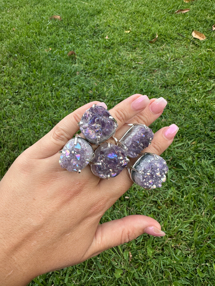 
                  
                    Aura Amethyst Arc Rings Round- Silver
                  
                