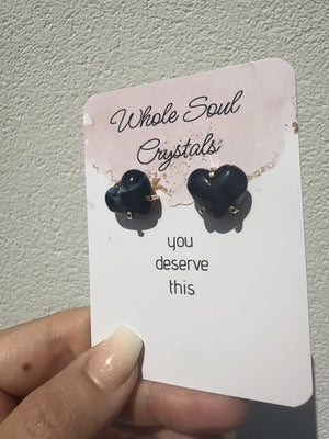
                  
                    Load and play video in Gallery viewer, Sodalite Heart Gold Claw Stud Earrings
                  
                