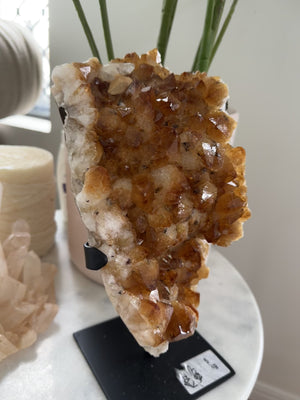 
                  
                    Load and play video in Gallery viewer, Citrine A grade cluster with stand
                  
                