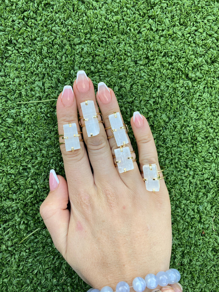 Selenite Gold wire ring