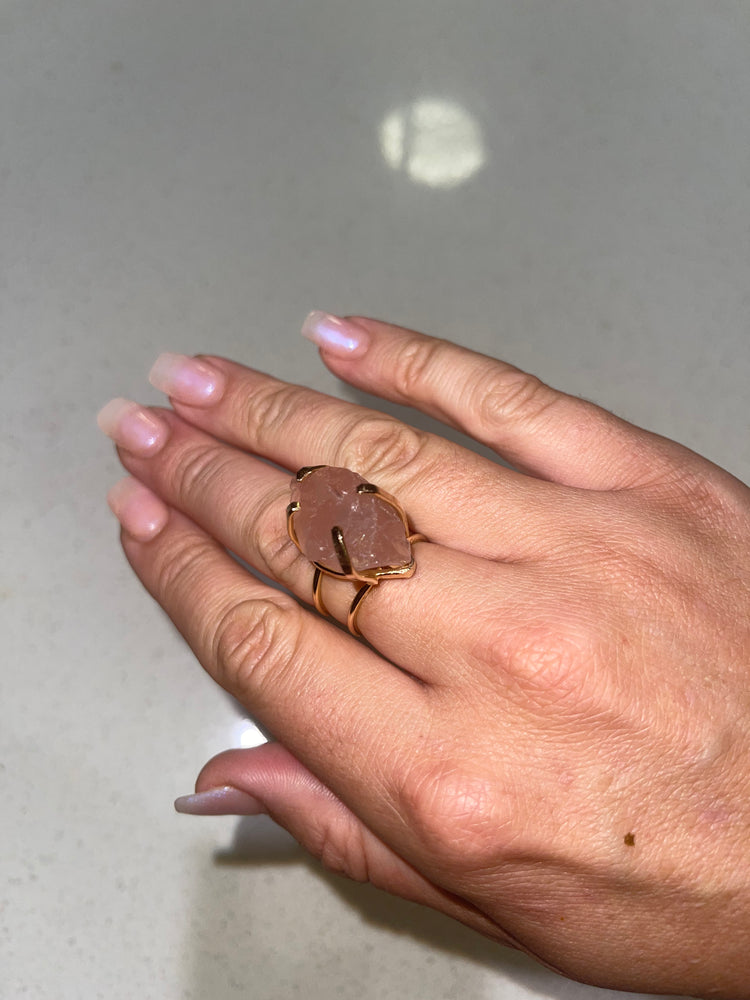 Rose Quartz Gold wire rings