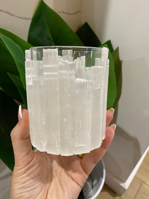 
                  
                    Selenite glass candle holders
                  
                