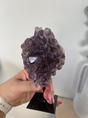 
                  
                    Amethyst cluster on stand
                  
                