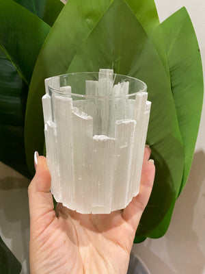 
                  
                    Selenite glass candle holders
                  
                